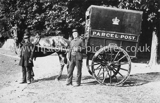 Leyton's first postman and telegraph boy with post van. Leyton. London. c.1883.